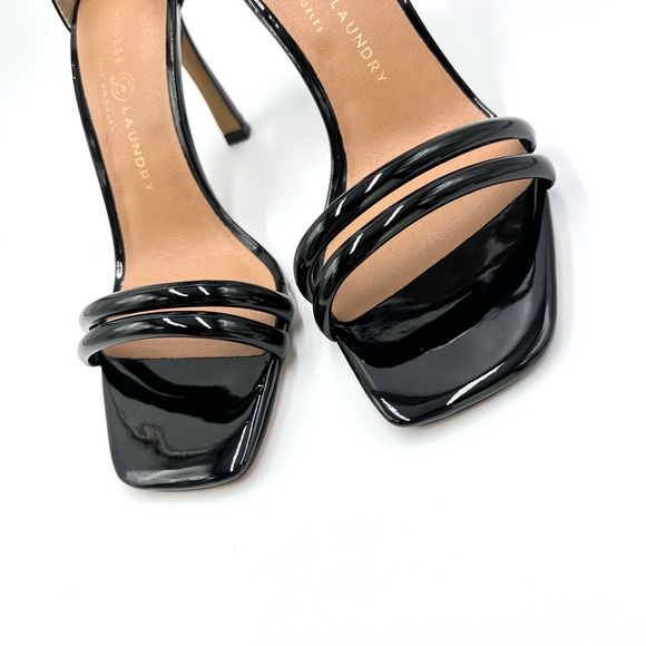Chinese Laundry Faux Vegan Black Patent Leather Ankle Strap Dress Sandals Heels - Picture 5 of 13